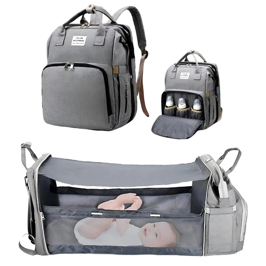 Sac à langer transformable en lit bébé gris